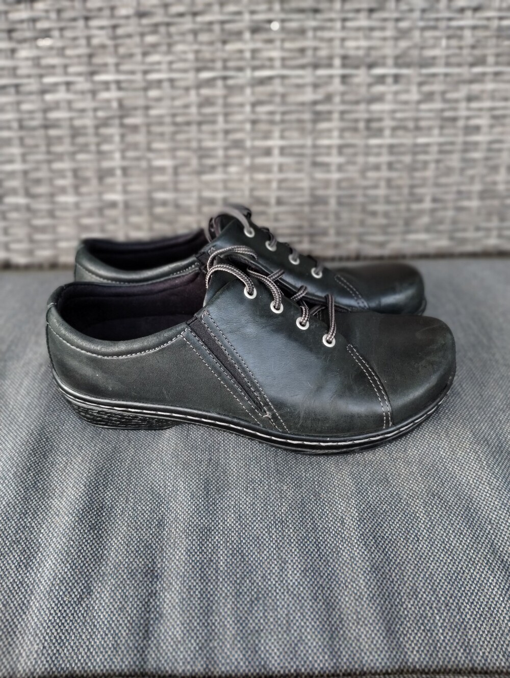 Klogs Black Leather Comfort Oxford Shoes Women's 9.5 M Lace Up